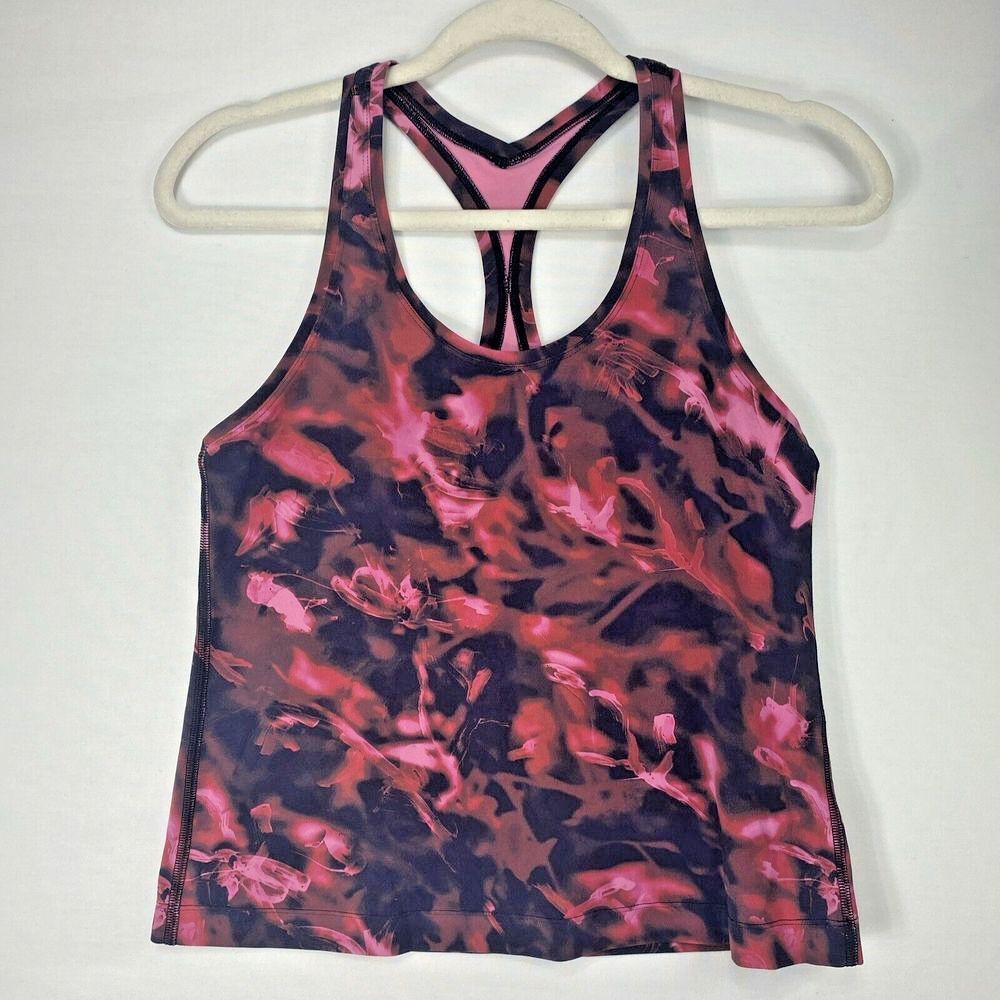 Lululemon Tank Top Pink Black Tie Dye Fits Size Medium No Size Dot Womens